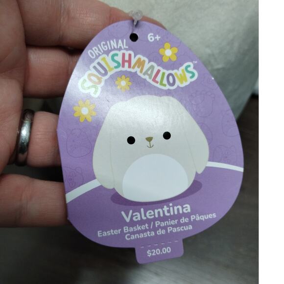 Squishmallows NWT Valentina Long Ear Bunny Rabbit Cream Plush Easter Basket - Picture 6 of 8